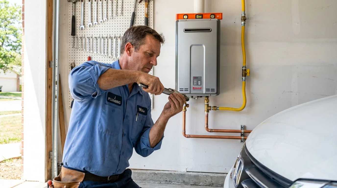 Tankless water heater installation by a Johns Plumbing LLC plumber in Lusk
